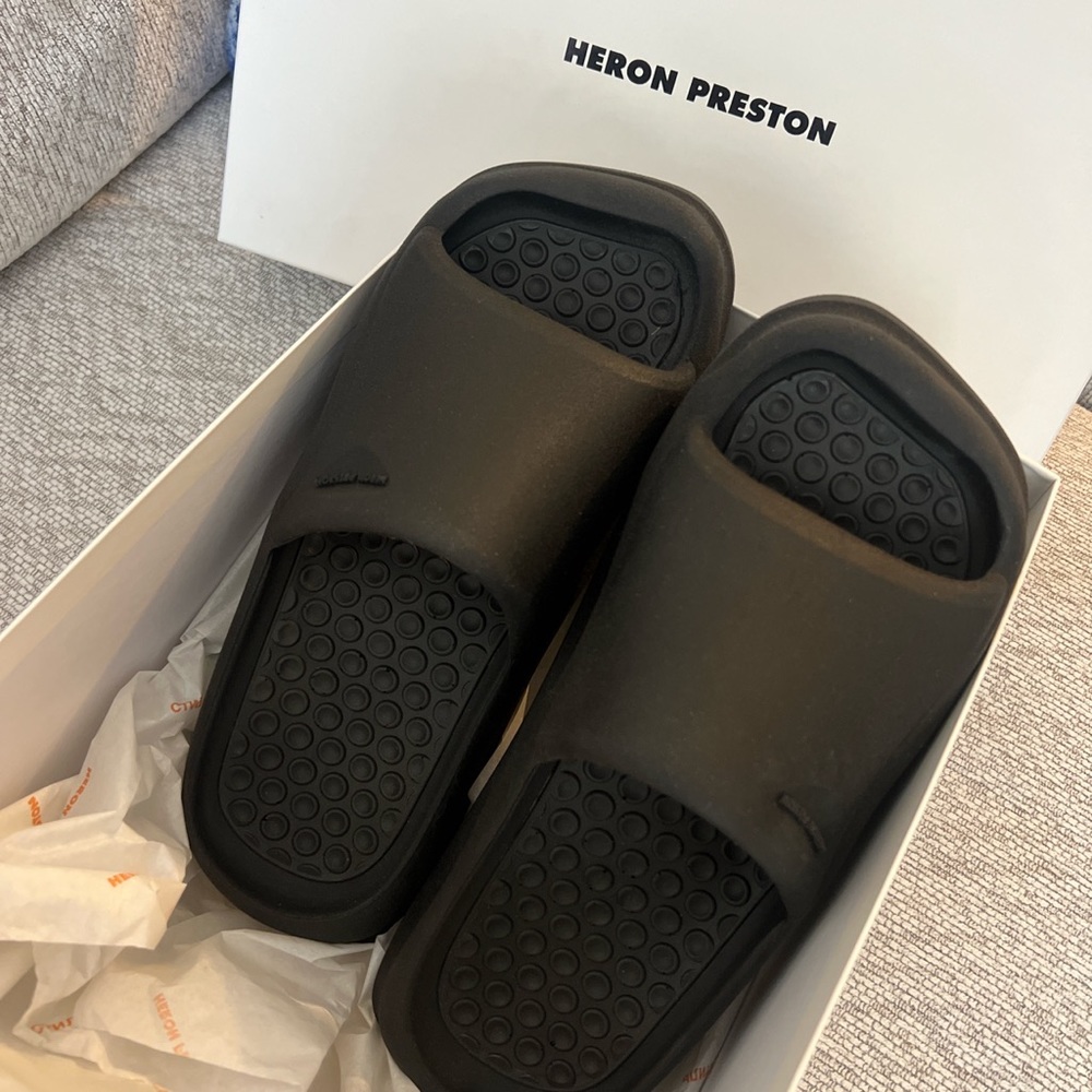 Heron Preston Black Eco Molded Slides